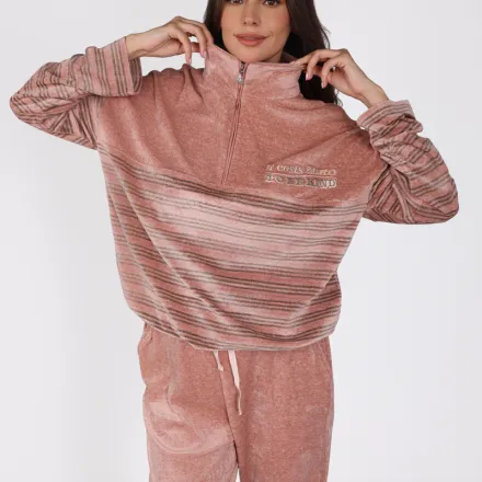 Ensemble en Velours Zippé Rose | Collection La Douceur d’Hiver thumbnail 3