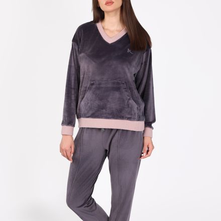 Ensemble Pyjama Col V à Poche | Collection Velvet MLC thumbnail 1