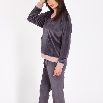 Ensemble Pyjama Col V à Poche | Collection Velvet MLC thumbnail 3