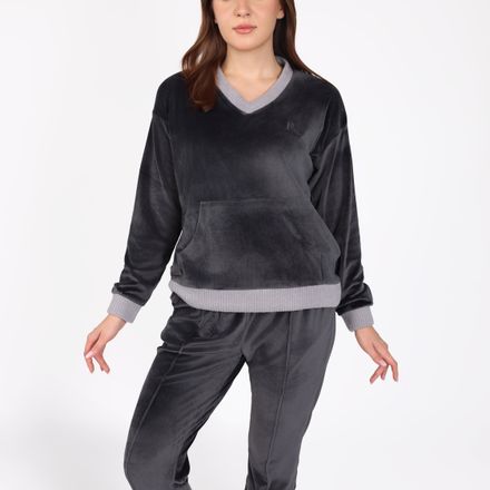 Ensemble Pyjama Col V à Poche | Collection Velvet MLC thumbnail 1