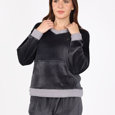 Ensemble Pyjama Col V à Poche | Collection Velvet MLC thumbnail 2