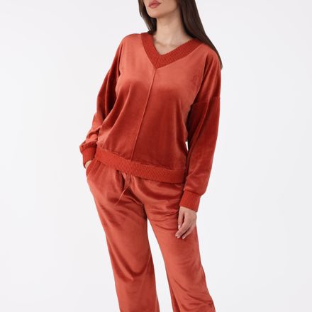 Pyjama Col V à Pantalon Evasé | Collection Velvet MLC thumbnail 1