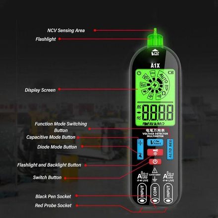 Multimètre Intelligent Lcd Hd Rechargeable – Mesure Tension, Courant et Résistance thumbnail 4