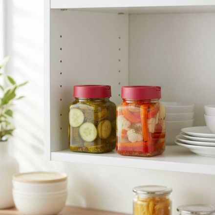 SET 2 Bocaux de Conservation en Verre 1.6L avec Couvercle Rouge – Stockage Alimentaire Hermétique thumbnail 2