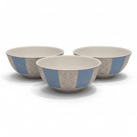 3 Bols En Porcelaine Bleu Et Blanc Avec Motif Doré – 18cm thumbnail 4
