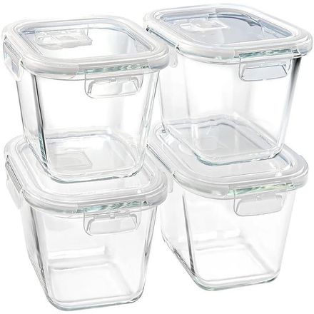 Set 4 Boîtes en Verre Hermétiques Verre Pyrex Résistant a la Chaleur -  Rond -1l  thumbnail 1