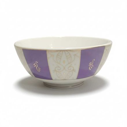 Bol En Porcelaine Fine Violet Et Blanc Avec Motif Doré – 13cm/23cm thumbnail 3