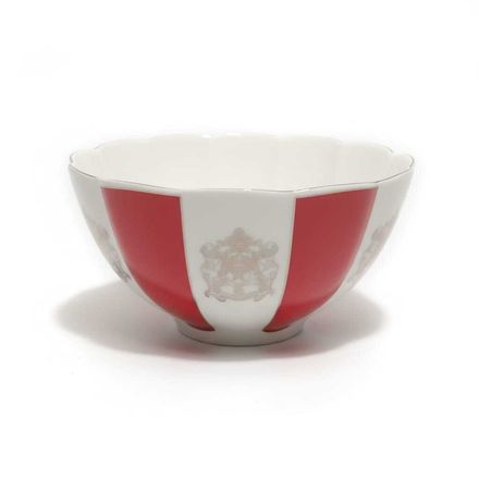 Bol En Porcelaine Fine Rouge Et Blanc Avec Motif Doré – 13cm/20cm thumbnail 3