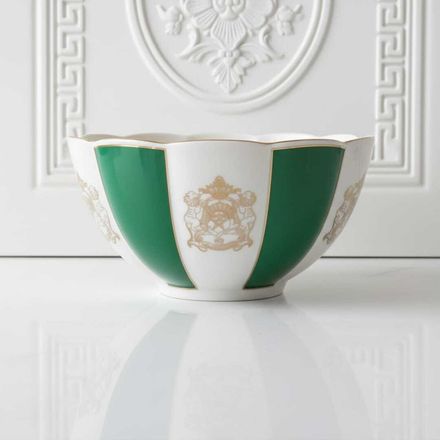 Bol En Porcelaine Fine Vert Et Blanc Avec Motif Doré – Élégant Et Raffiné 13cm/20cm thumbnail 2
