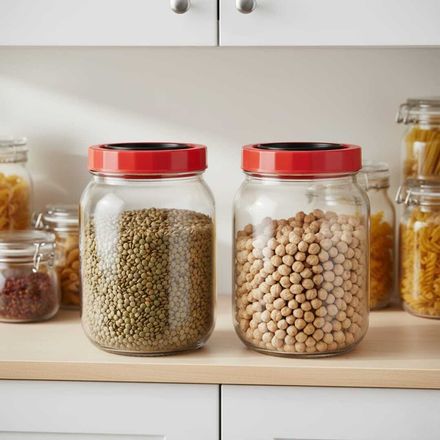 SET 2 Bocaux de Conservation en Verre 3L avec Couvercle Rouge – Stockage Alimentaire Hermétique thumbnail 1