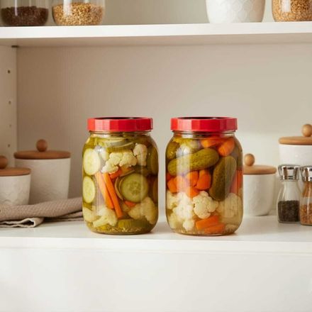 SET 2 Bocaux de Conservation en Verre 3L avec Couvercle Rouge – Stockage Alimentaire Hermétique thumbnail 2