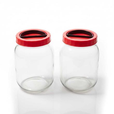 SET 2 Bocaux de Conservation en Verre 2L avec Couvercle Rouge – Stockage Alimentaire Hermétique thumbnail 4