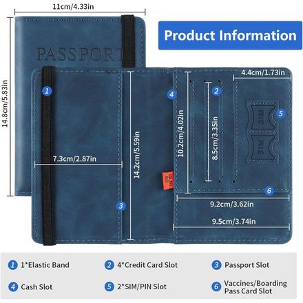 Porte-Passeport De Voyage En Cuir PU Avec Technologie Antivol thumbnail 2