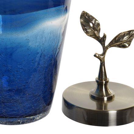 Couvercle Bleu Vase en Verre et Métal 21x21x52 thumbnail 3