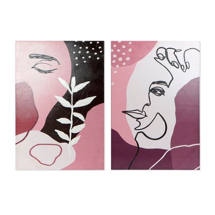 Set De 2 Tableau En Toile Et Pin Abstrait 80 X 3 X 120 Cm thumbnail 1
