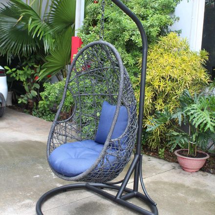 TONY Fauteuil suspendu de jardin en métal et corde thumbnail 2