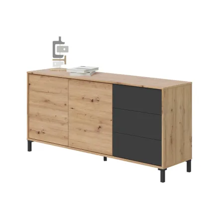 BROOKLYN Buffet avec 2 portes et 3 tiroirs 154 cm thumbnail 2