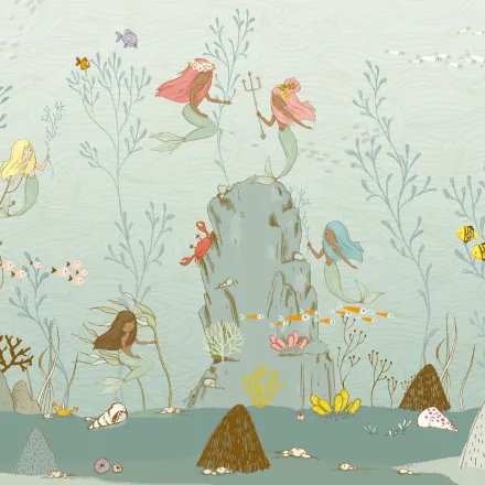 MERMAIDS Papier Peint Photo Murale Intissé – L 350 x 280 cm thumbnail 2