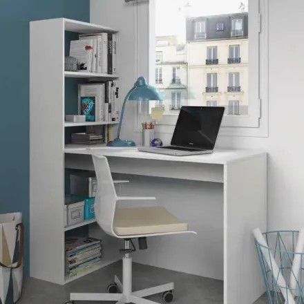 Duplo Bureau Et Bibliothèque Blanc 120 Cm (sans Chaise) thumbnail 2