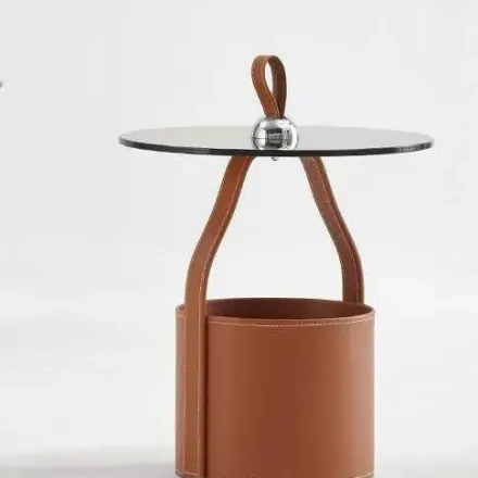 Linda Table Dappoint En Similicuir - Terracota thumbnail 4