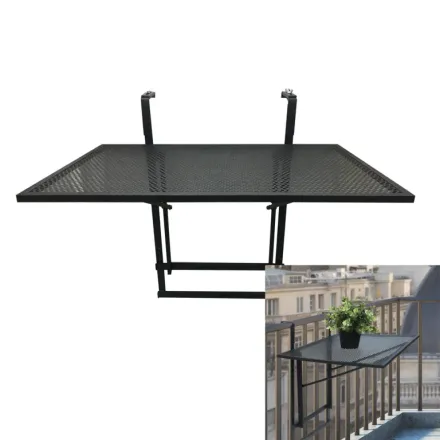 CLARA table de balcon pliable noir 60.5x40x50 cm thumbnail 2