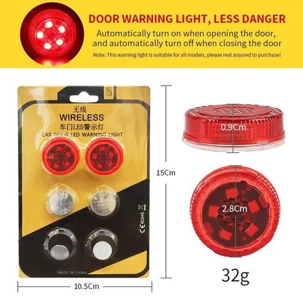 2 Feux davertissement de porte de voiture Sécurité Stroboscopique Porte LED Lumière Signal Lampes Flash Universel thumbnail 3
