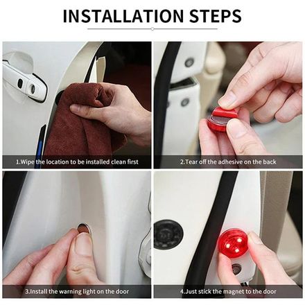 2 Feux davertissement de porte de voiture Sécurité Stroboscopique Porte LED Lumière Signal Lampes Flash Universel thumbnail 4