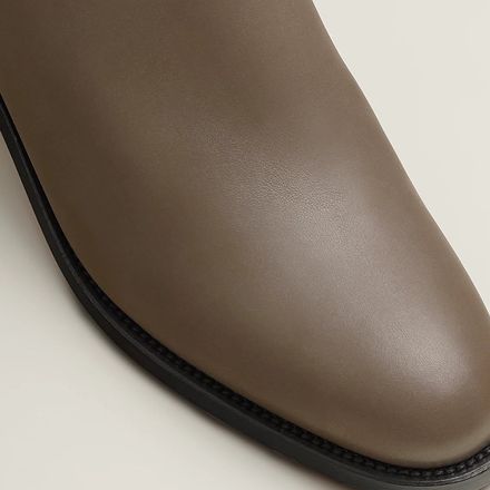 Bottes cavalières Plates en Cuir Marron-Gris thumbnail 2