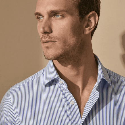 Tolentino – Blue Striped Italian Shirt thumbnail 1