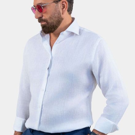 Napoli White Linen Shirt thumbnail 3
