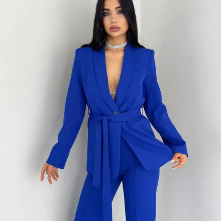 Ensemble Tailleur Importé Ceinturé - Importé De La Turquie thumbnail 3