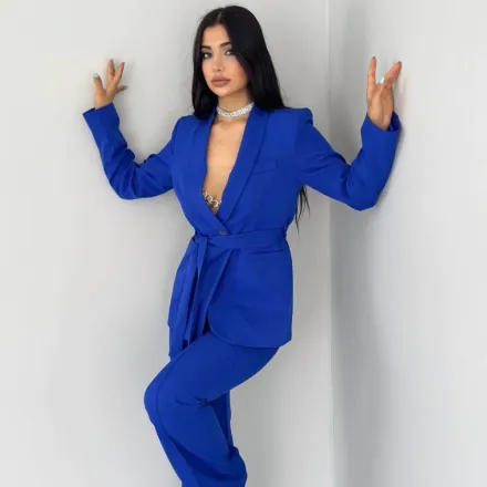 Ensemble Tailleur Importé Ceinturé - Importé De La Turquie thumbnail 4