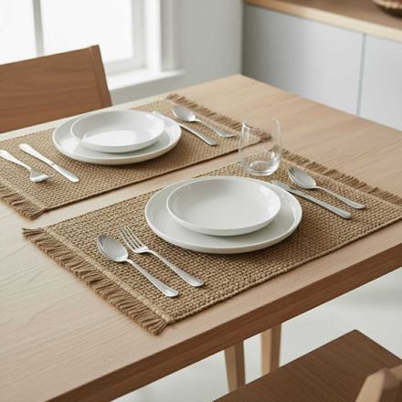 2 Sets De Table Rectangulaire Lavables En Rafia Naturelle - 43/30cm thumbnail 1