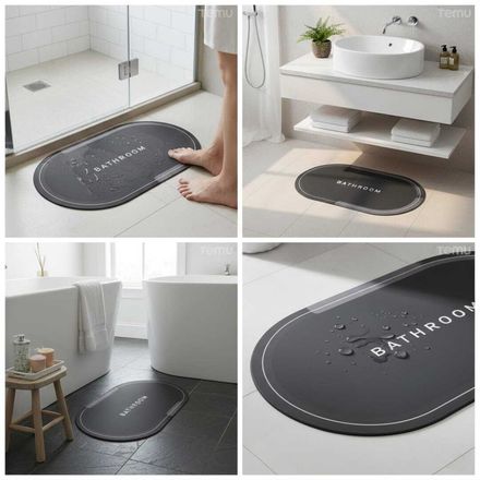 Tapis en caoutchouc -cuisine -maison et salle de bain. antidérapant à séchage rapide, super absorbant, fin, sadapte sous la porte, tapis de sol rectangulaire tendance et lavable-57cm/38cm- thumbnail 1