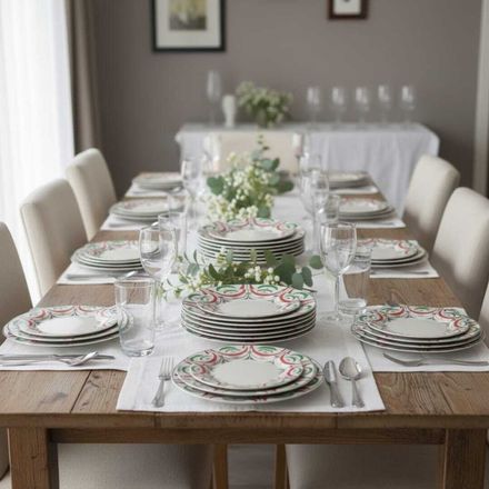 Service de table - 36 pièces - Porcelaine de haute qualité - Détails raffinés- Chic et élégant-passe au lave vaisselle thumbnail 4