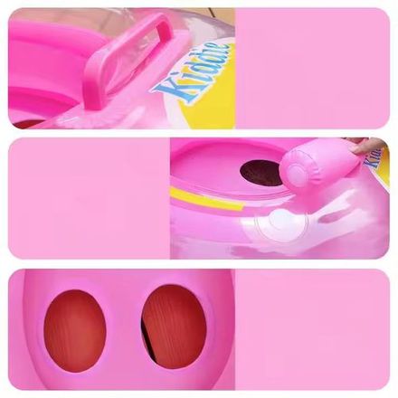Bouée Gonflable Bébé avec Pare-Soleil – Flotteur Natation Rose pour Enfants thumbnail 2