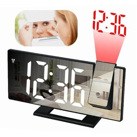 Réveil Digital Miroir avec Projection LED - Couleur LED Aléatoire (Rouge, Verte, Blanche) thumbnail 1