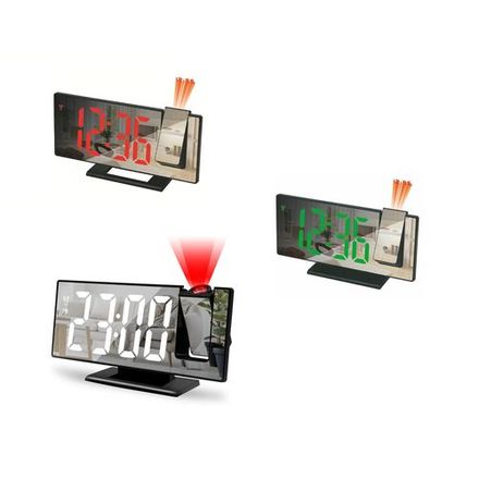 Réveil Digital Miroir avec Projection LED - Couleur LED Aléatoire (Rouge, Verte, Blanche) thumbnail 2