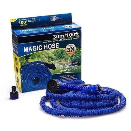 Tuyau d’Arrosage Extensible 30 m avec Pistolet Multijet – Plastique, Bleu thumbnail 2