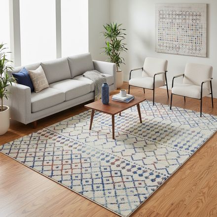 Tapis ELMA Crème, Bleu, Orange thumbnail 2
