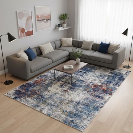 Tapis LUMA Bleu, Gris, Orange thumbnail 1