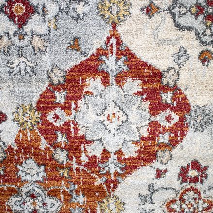 Tapis Vintage Noura Terracotta, Gris, Rouge thumbnail 3