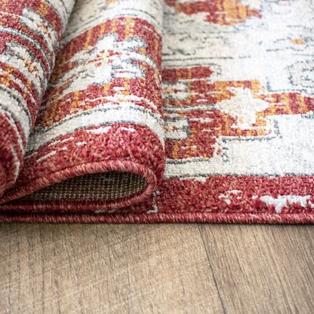 Tapis Vintage Noura Terracotta, Gris, Rouge thumbnail 4