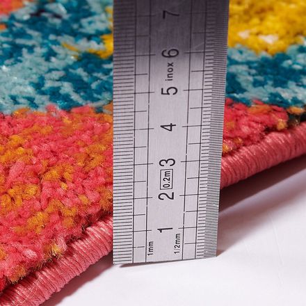 Tapis Berber Tribal Mk 02 Bleu, Jaune, Rose, Orange, Blanc thumbnail 4
