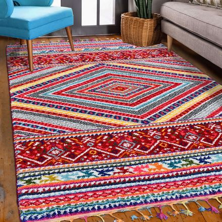 Tapis Noar Rouge, Jaune, Bleu, Orange, Gris thumbnail 1