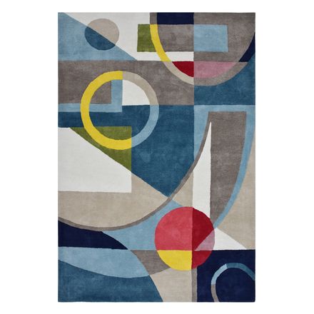 Tapis Contemporain 100% Bio Bleu, Gris, Rouge, Jaune thumbnail 2