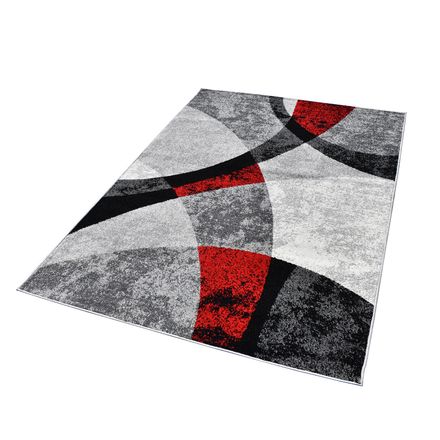 Tapis Radule Rouge, Gris, Noir, Écru thumbnail 1