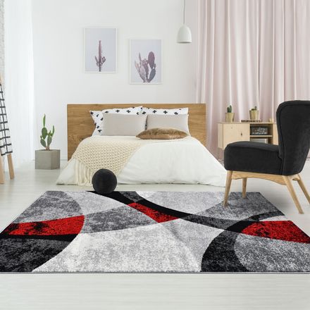 Tapis Radule Rouge, Gris, Noir, Écru thumbnail 2