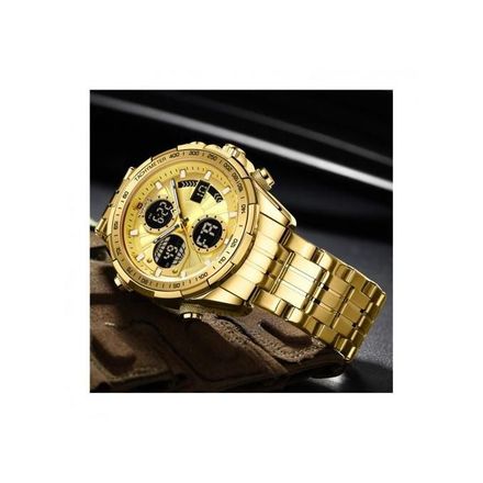 New Montre Quartz pour Hommes en Acier Inoxydable Double Affichage thumbnail 4