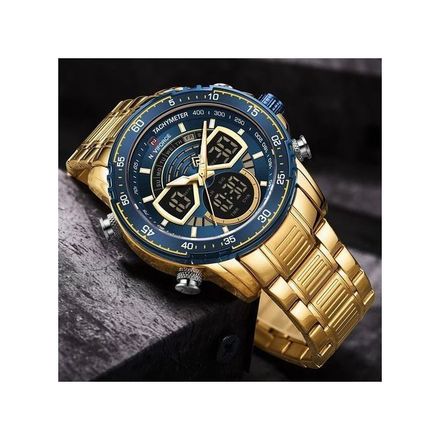 Montre Chronographe Sport Ur Doré_bleu thumbnail 3